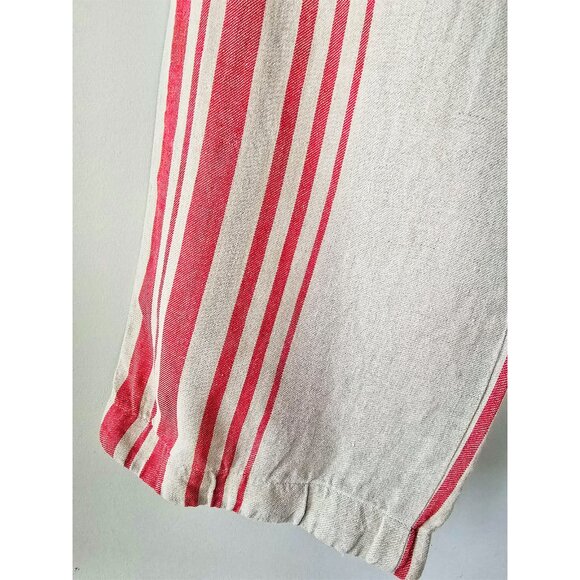 Ralph Lauren Blue Label Red Serape Striped Drawstring Wide Leg Linen Pants M 8 - Picture 5 of 6